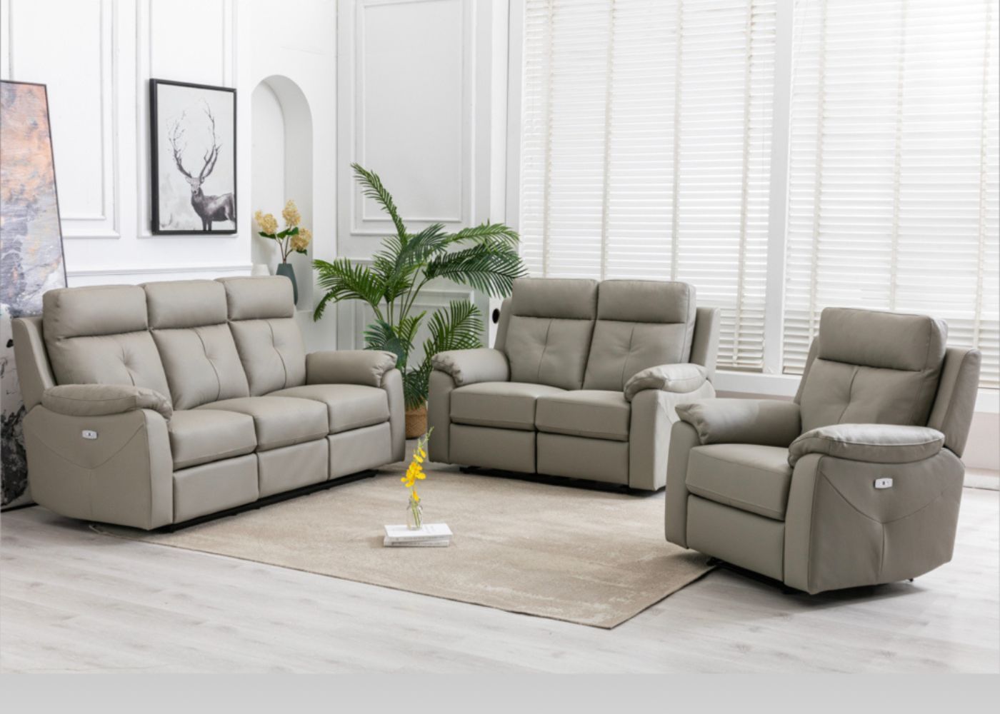 Milano Moon Leather 2 Seater Electric Sofa