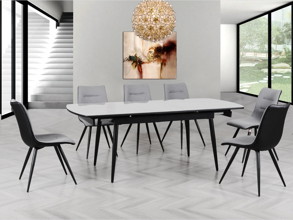 Cassino 160cm Automatic Extension Dining Set with 6 Cassino Dining Chairs