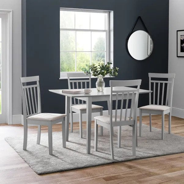 Rufford 80-120cm Grey Dining Table and 4 Grey Coast Chairs