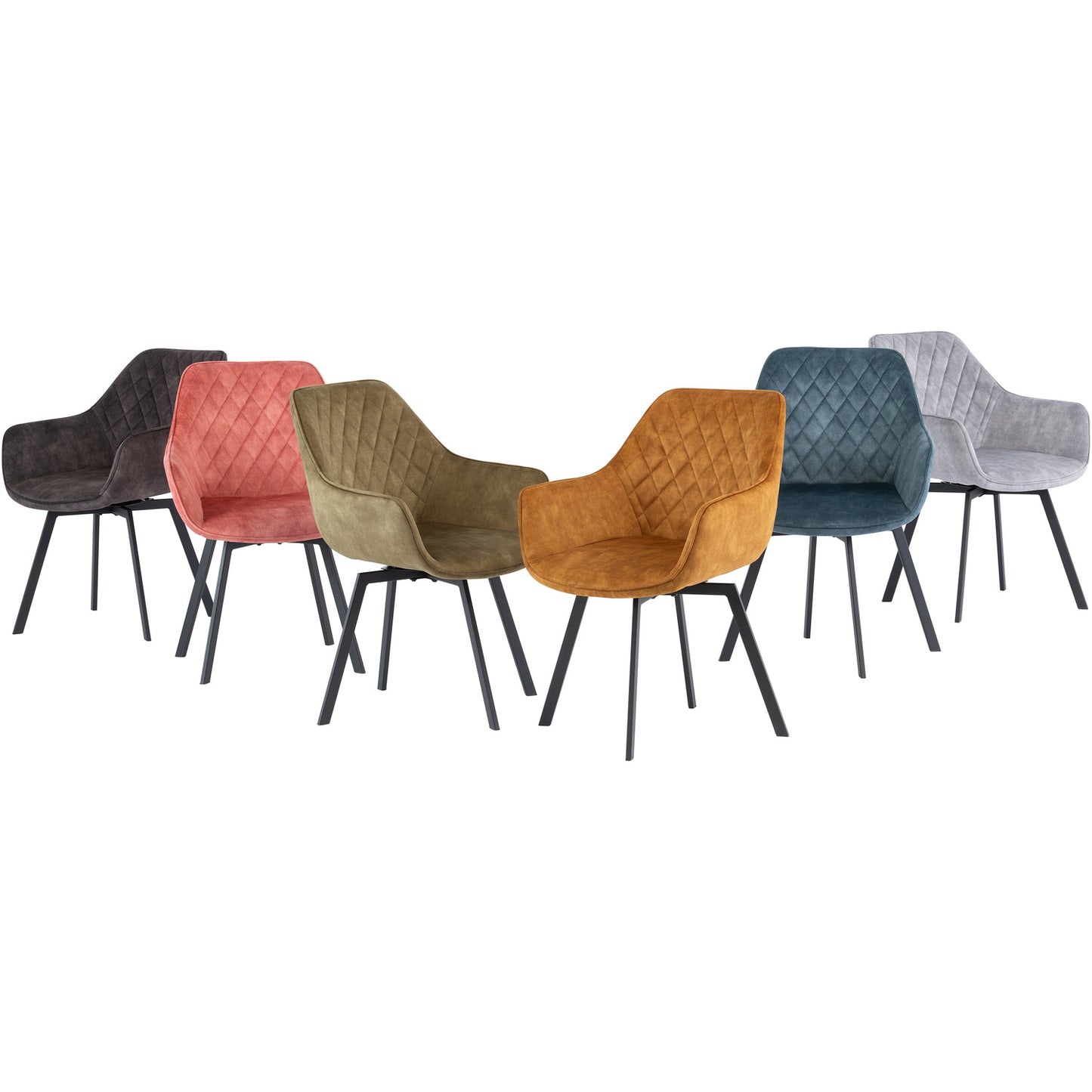 Viola Velvet Fabric 360 Swivel Dining Chair Pink