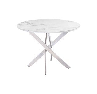 Waverley White Marble Chrome Leg 1.07m Round Dining Table