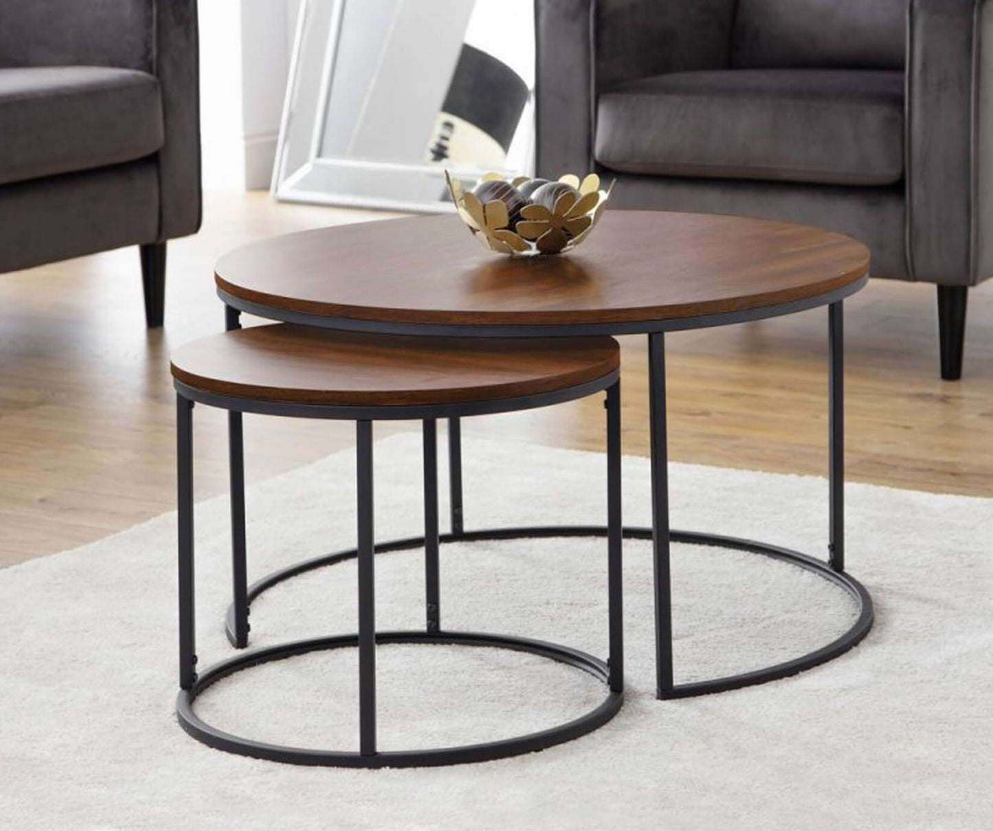 Bellini Round Nest Coffee Tables in Walnut