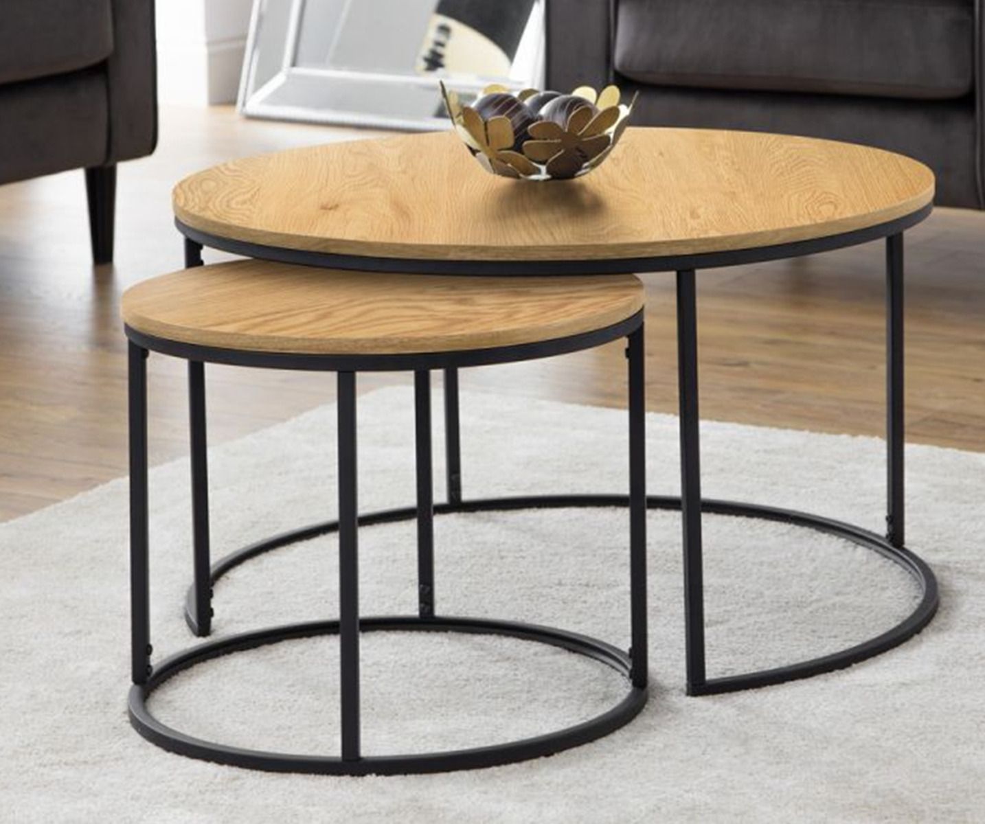 Bellini Oak Round Nest Coffee Tables in Oak
