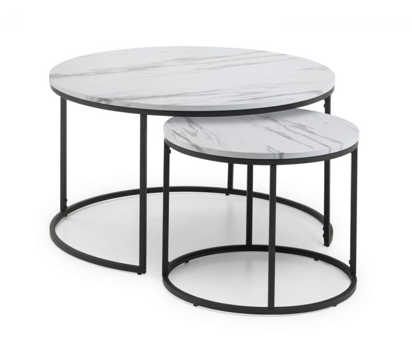 Bellini Round Nest Coffee Tables in White Marble