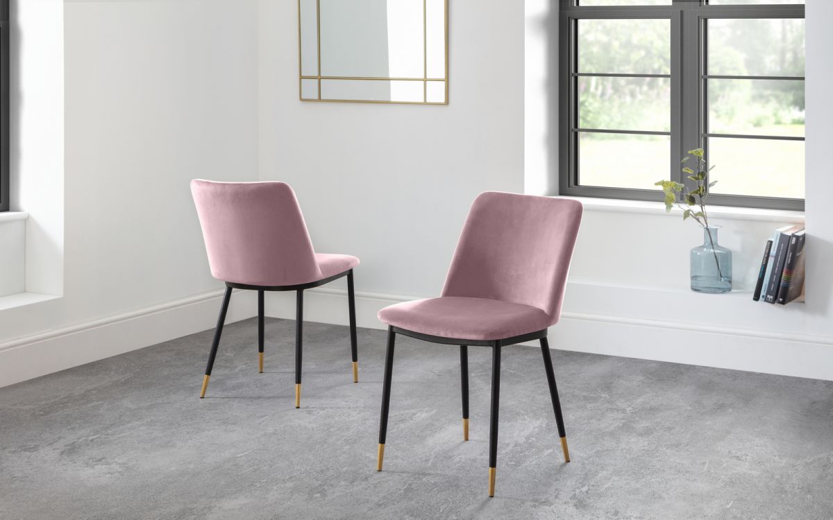 Holland 1.2m Round Pedestal Dining Table with 4 Delaunay Dusty Pink Chairs
