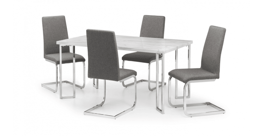 Positano Dining Set with 4 Roma Cantilever Dining Chairs grey