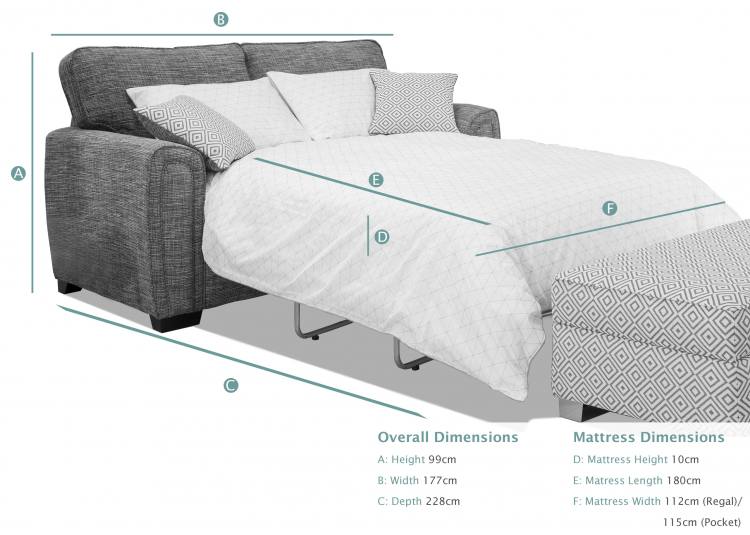 Memphis 2 Seater Standard Back Sofa Bed