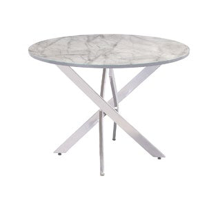 Alden Grey Marble Chrome Leg 1.07m Round Dining Table
