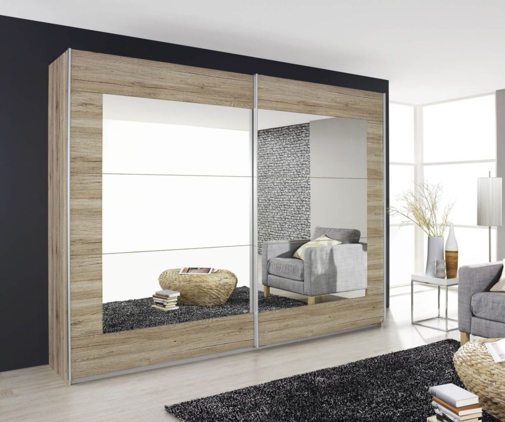 Alegro Sanremo Oak 2 Door Sliding Wardrobe with Mirror
