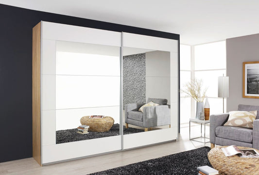 Alegro Sonoma Oak with Alpine White 2 Door Sliding Wardrobe with Mirror