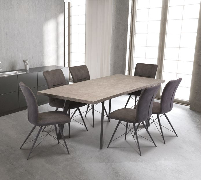 Amalfi Concrete Look Grey Leg 1.6m (+0.4m) Extending Dining Table