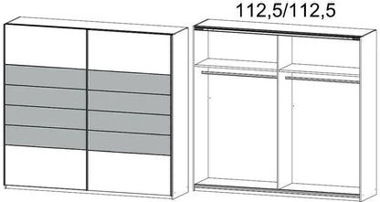 Barcelona 2 Door Sliding Wardrobe in White and Metallic Grey