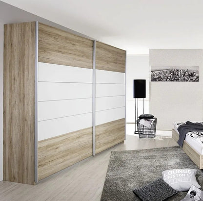 Barcelona 2 Door Sliding Wardrobe in Oak and White