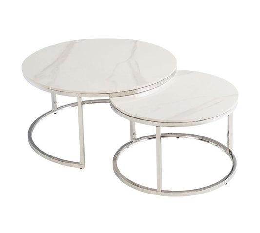 Hanson Italy White Round Coffee Table Set