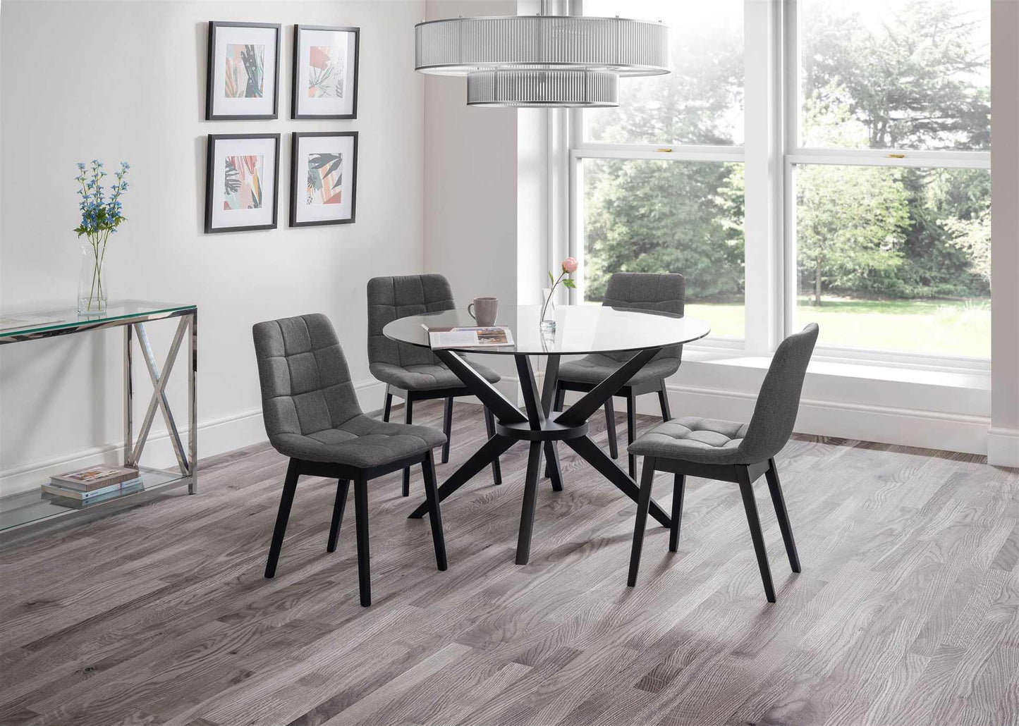 Hayden Panelled Dining Chair Grey Linen