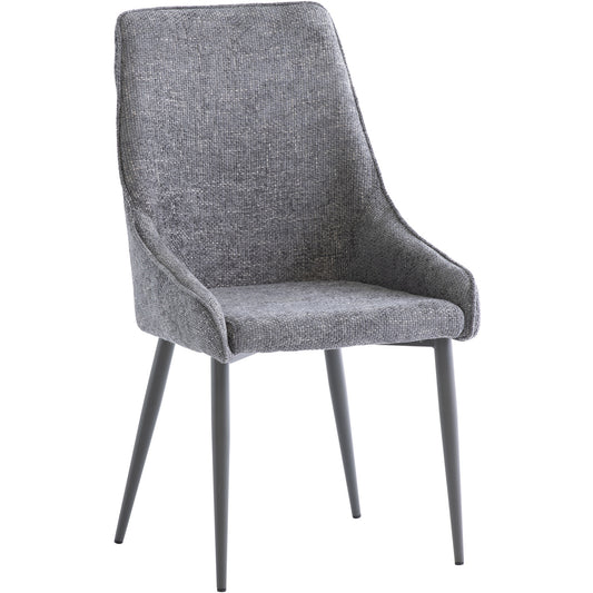 Jemma Textured Fabric Dining Chair - Graphite with Grey Leg