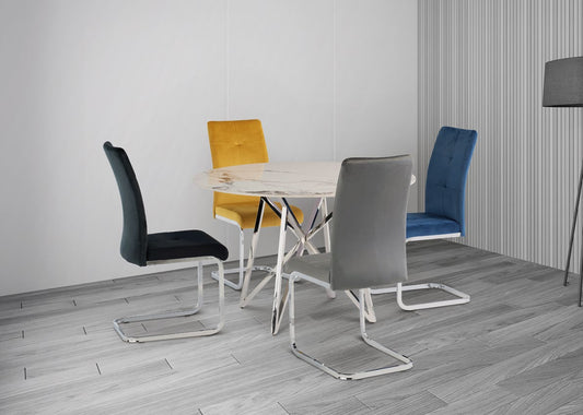 Jennis Marble White 1.2m Round Dining Table