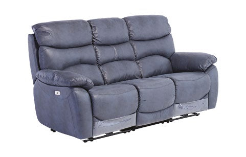 Lisbon Blue 3 Seater Electric Recliner Sofa