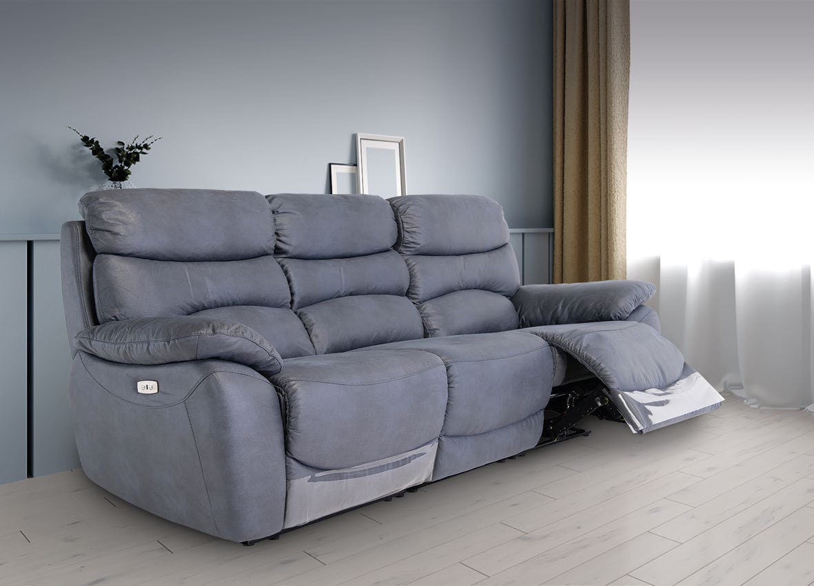 Lisbon Blue 2 Seater Electric Recliner Sofa