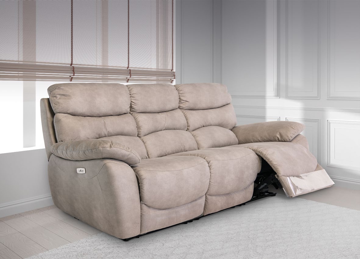 Lisbon Natural 2 Seater Electric Recliner Sofa