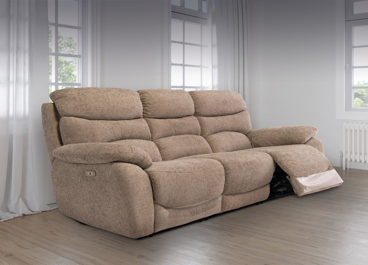 Lisbon Sand 2 Seater Electric Recliner Sofa