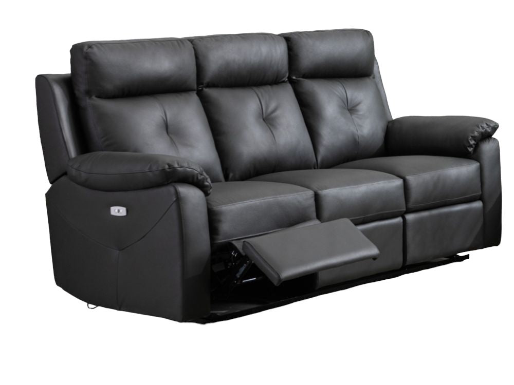 Milano Anthracite Leather 3 Seater Electric Sofa
