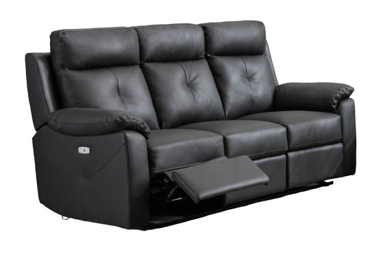 Milano Anthracite Leather 3 Seater Electric Sofa