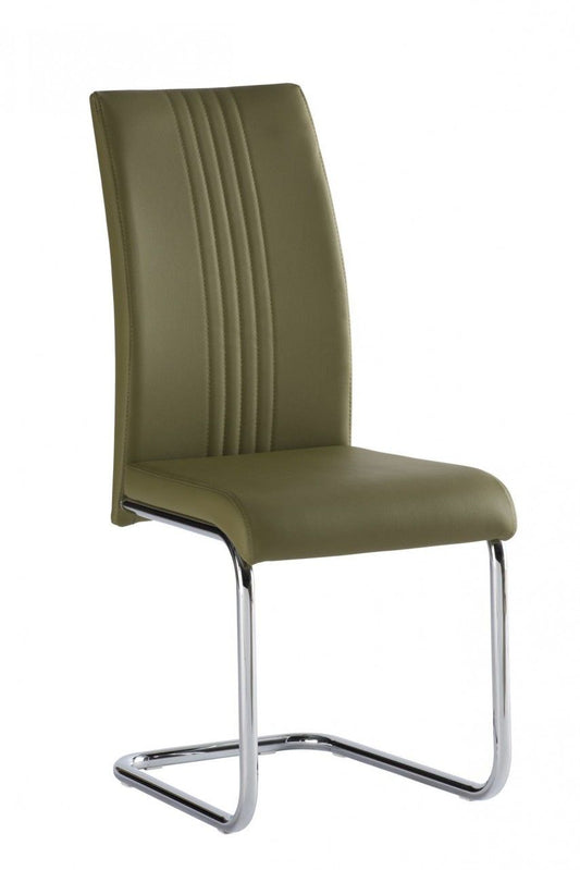 Monaco Cantilever Leather Chair Olive