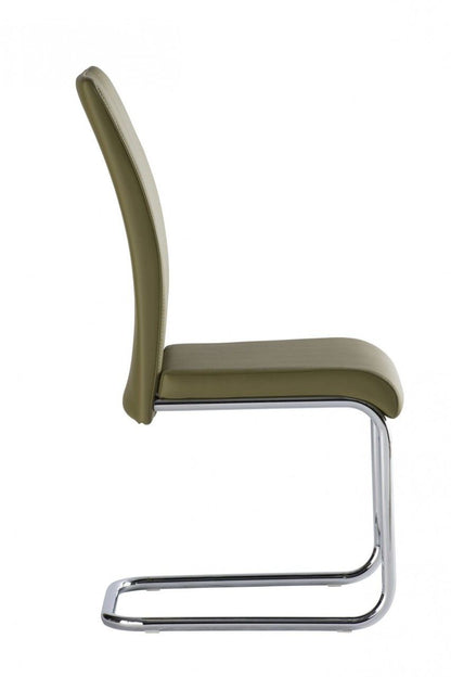 Monaco Cantilever Leather Chair Olive