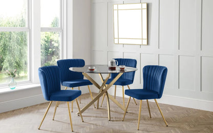 Montero 1m Round Table & 4 Blue Cannes Chairs