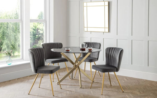 Montero 1m Round Table & 4 Grey Cannes Chairs