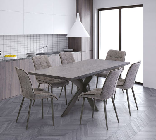 Picasso Dark Grey 1.6m (+0.4m) Extending Dining Table (X-Frame)