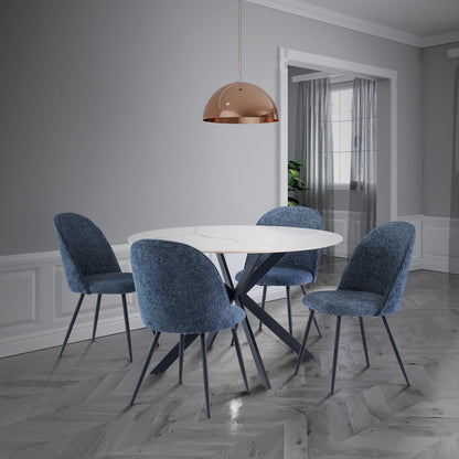 Ramona Textured Fabric Dining Chair Blue