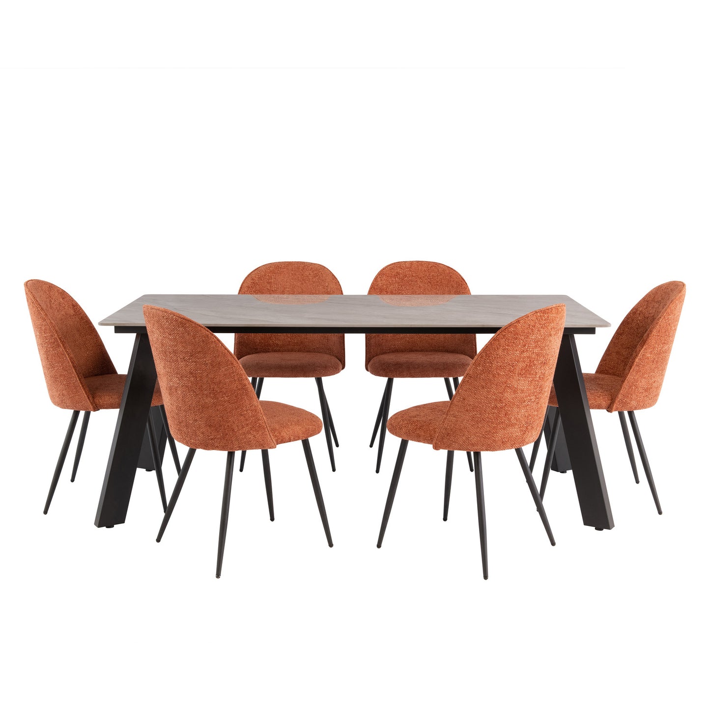 Ramona Textured Fabric Dining Chair Rust Orange
