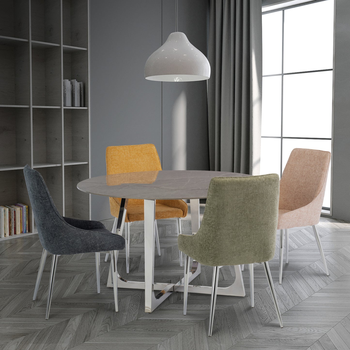 Rhone Textured Fabric Dining Chair Olive