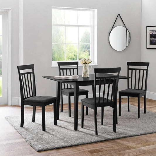 Rufford 80-120cm Black Dining table and 4 Black Coast Chairs