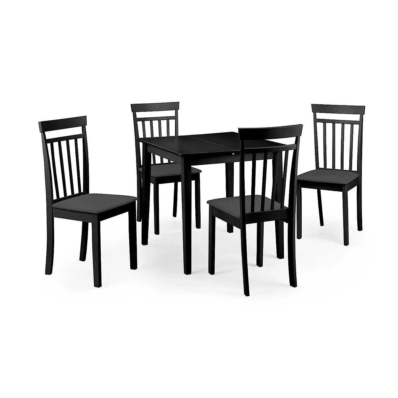 Rufford 80-120cm Black Dining table and 4 Black Coast Chairs