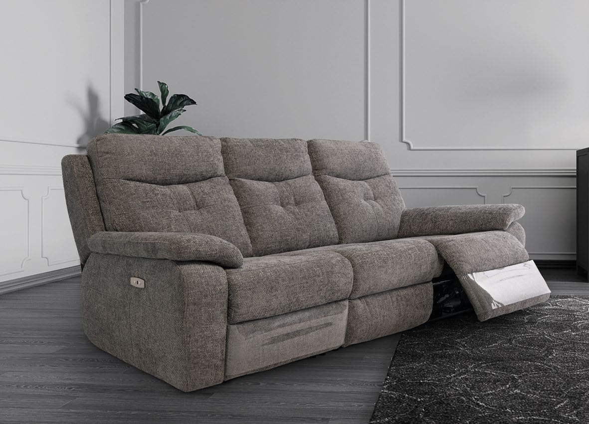 Stockholm Graphite Chanel 3 Seater Electric Sofa