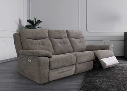 Stockholm Graphite Chanel 3 Seater Electric Sofa
