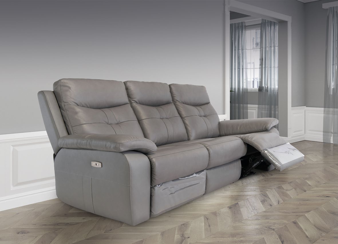 Stockholm Grey 3 Seater Electric Sofa