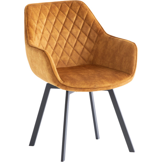 Viola Velvet Fabric 360 Swivel Dining Chair Antique Gold
