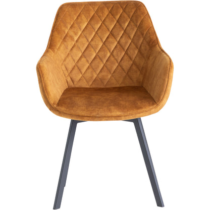 Viola Velvet Fabric 360 Swivel Dining Chair Antique Gold