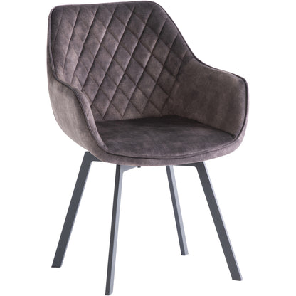 Viola Velvet Fabric 360 Swivel Dining Chair Graphite