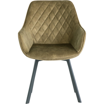 Viola Velvet Fabric 360 Swivel Dining Chair Green