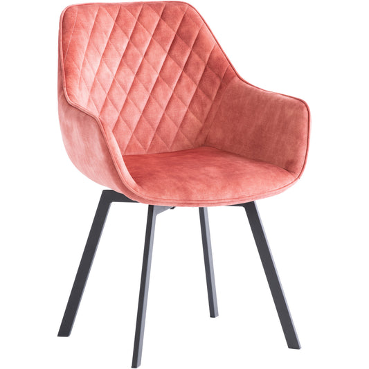 Viola Velvet Fabric 360 Swivel Dining Chair Pink