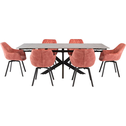 Viola Velvet Fabric 360 Swivel Dining Chair Pink