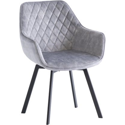 Viola Velvet Fabric 360 Swivel Dining Chair Silver