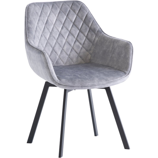 Viola Velvet Fabric 360 Swivel Dining Chair Silver