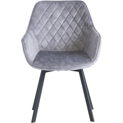Viola Velvet Fabric 360 Swivel Dining Chair Silver