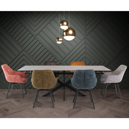 Viola Velvet Fabric 360 Swivel Dining Chair Silver